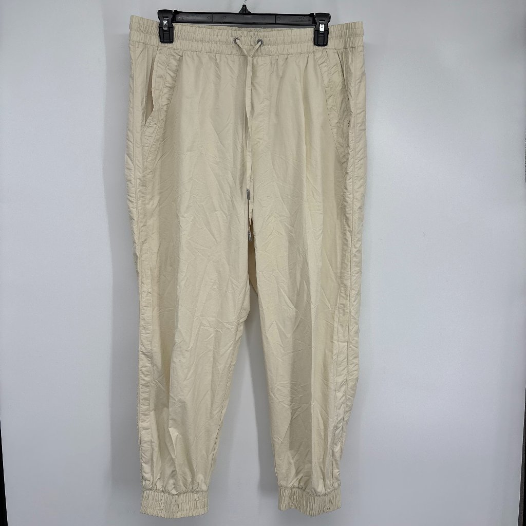 Dkny Women's Elastic Waist Tapered Leg Jogger Active Casual Light Beige Xl Nwt